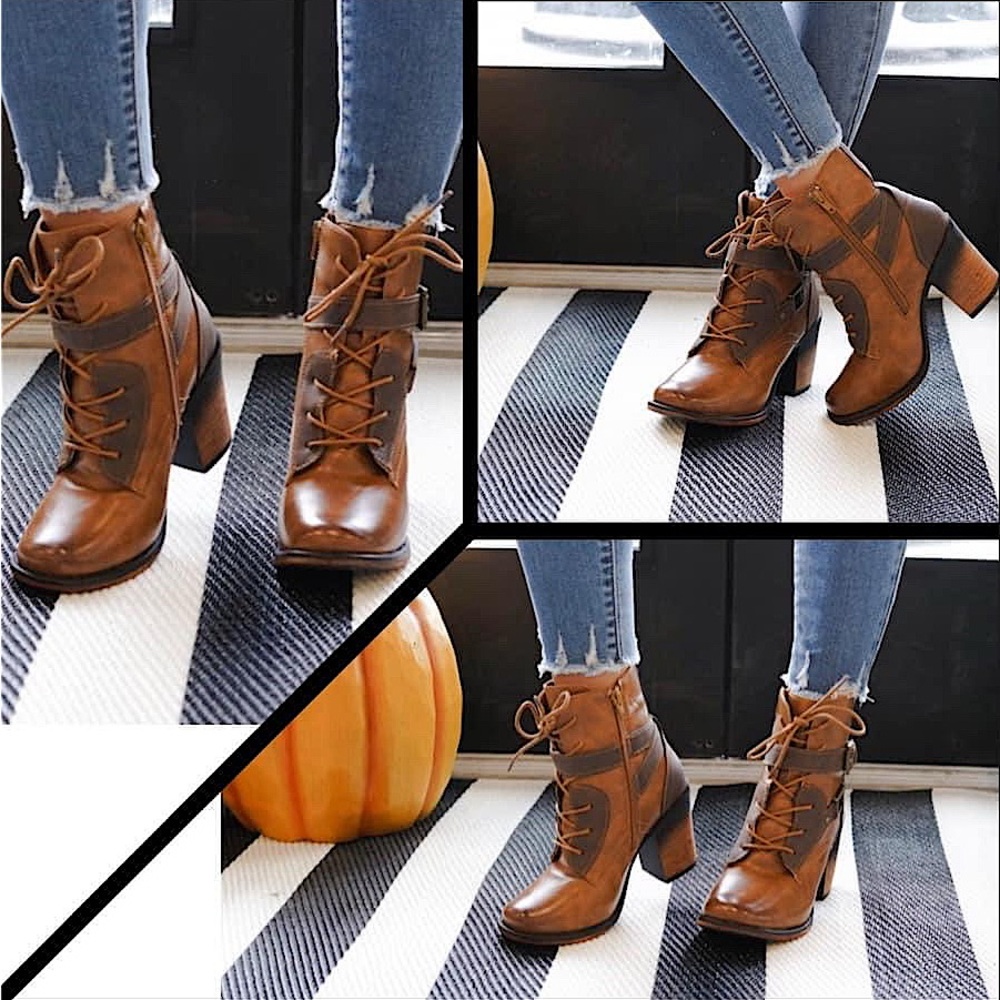 🆕🤎PIERRE DUMAS: Two Toned Leather Zip Up Boots SIZE 9